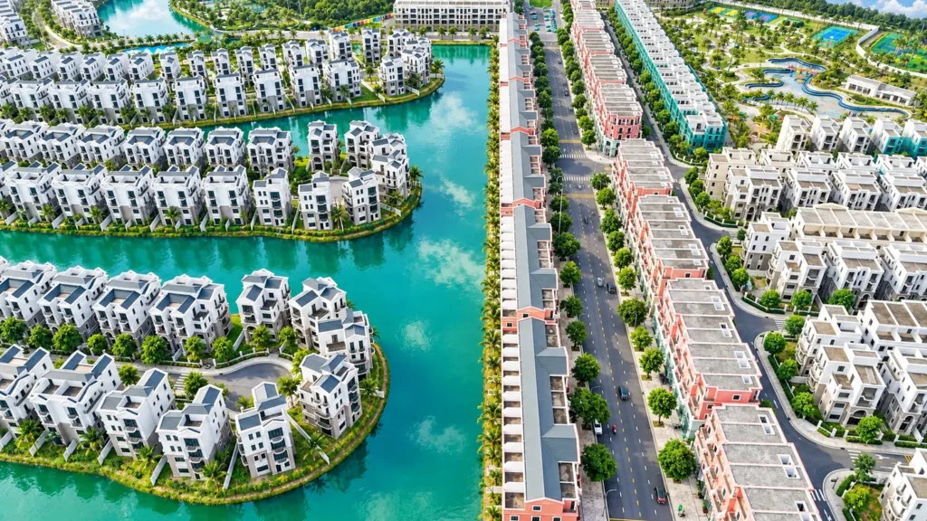 Dãy shophouse trên trục đường chính, phân khu Đảo Ngọc