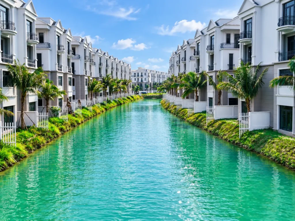 Kênh nước giữa hai dãy biệt thự, phân khu Đảo Ngọc