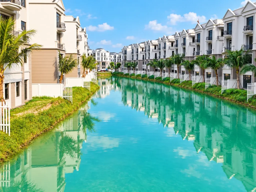 Kênh nước xanh trước biệt thự, phân khu Đảo Ngọc