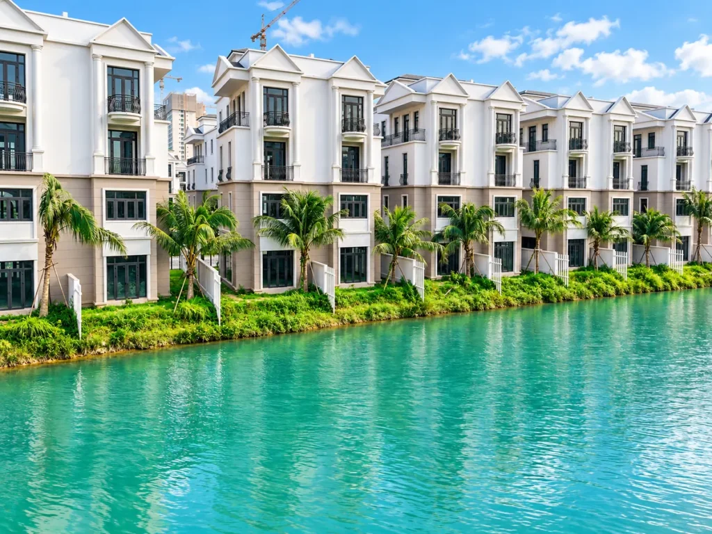 Dãy biệt thự ven hồ Đảo Ngọc